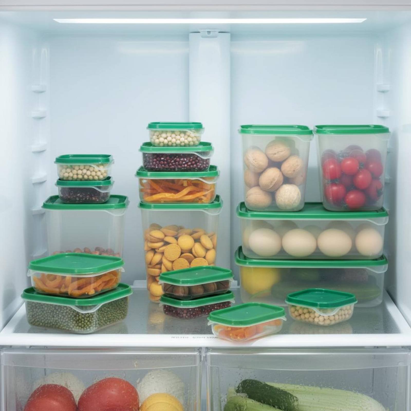 Food Storage Box Plastic - 17 Pieces Fridge Storage Box Set