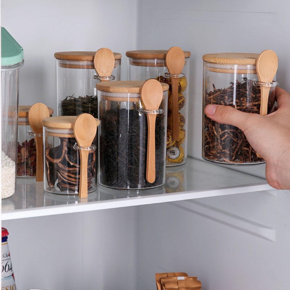 Food Storage Jars With Wooden Lids - Airtight Food Storage Plastic Containers Canister