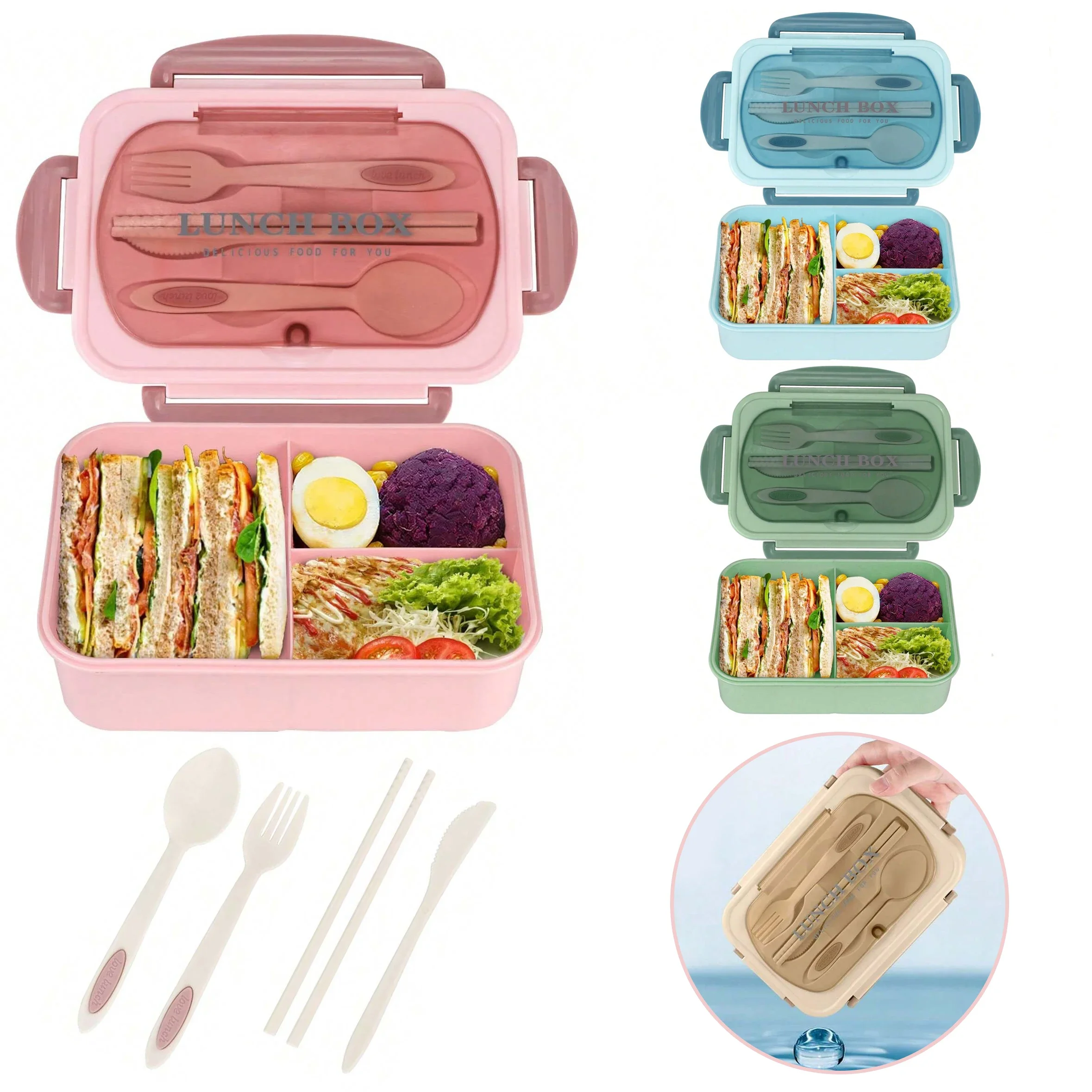 Food Storage Vault - Adult Bento Box with 3 Compartments