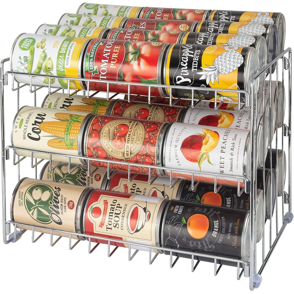 Food Storage Pantry - 3 Tier Can Organizer | Chrome