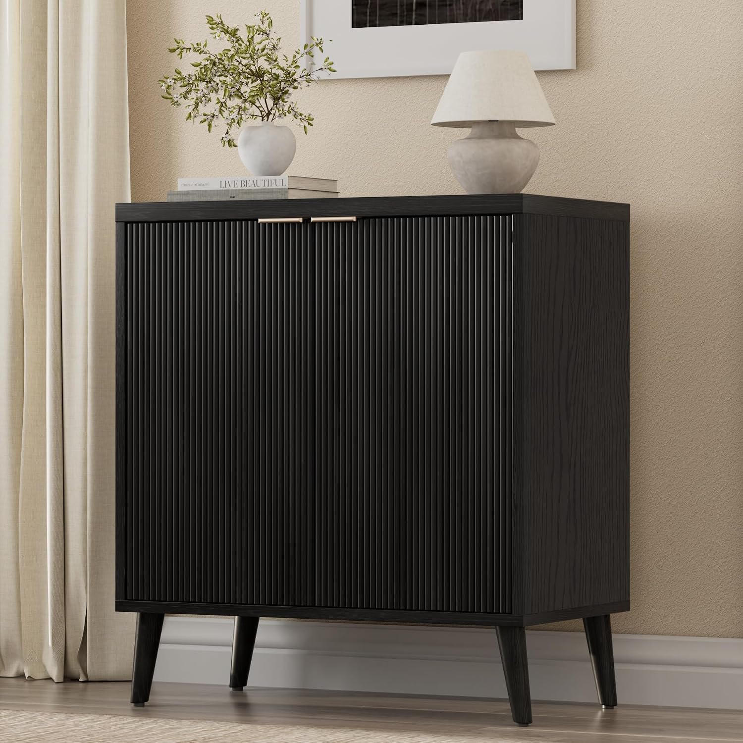 Food Storage For Room - Fluted Buffet Cabinet With Storage Modern