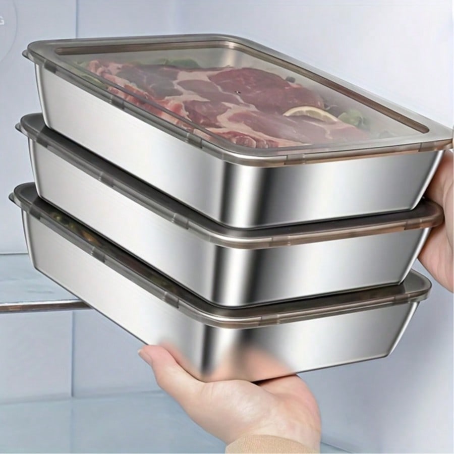 Storage Food Prep - 6pcs(3 Boxes+ 3 Lids) Stainless Steel