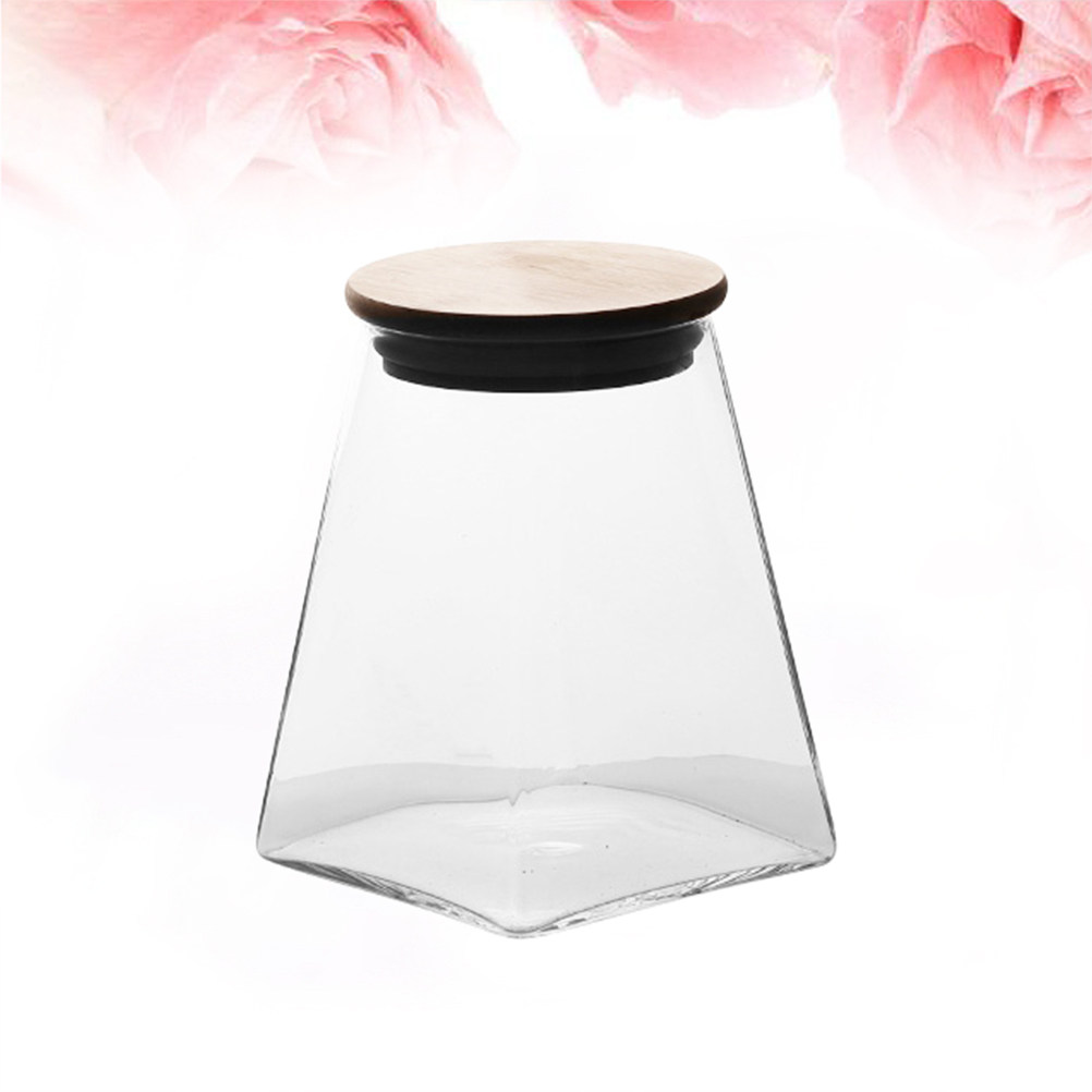 Food Storage Jars With Wooden Lids - Glass Grains Storage Tank 350Ml Thickened
