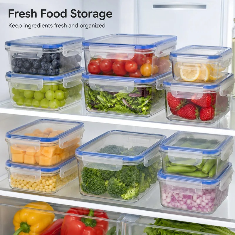 Food Storage Box Plastic - 4 Sizes Refrigerator Storage Box Food