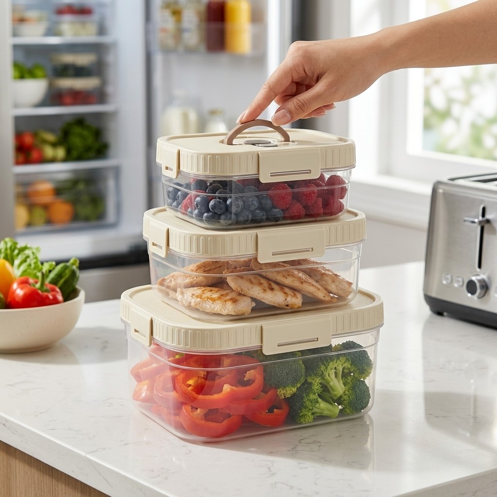 Food Storage Eco Friendly - Stackable Food Storage Container With Handle