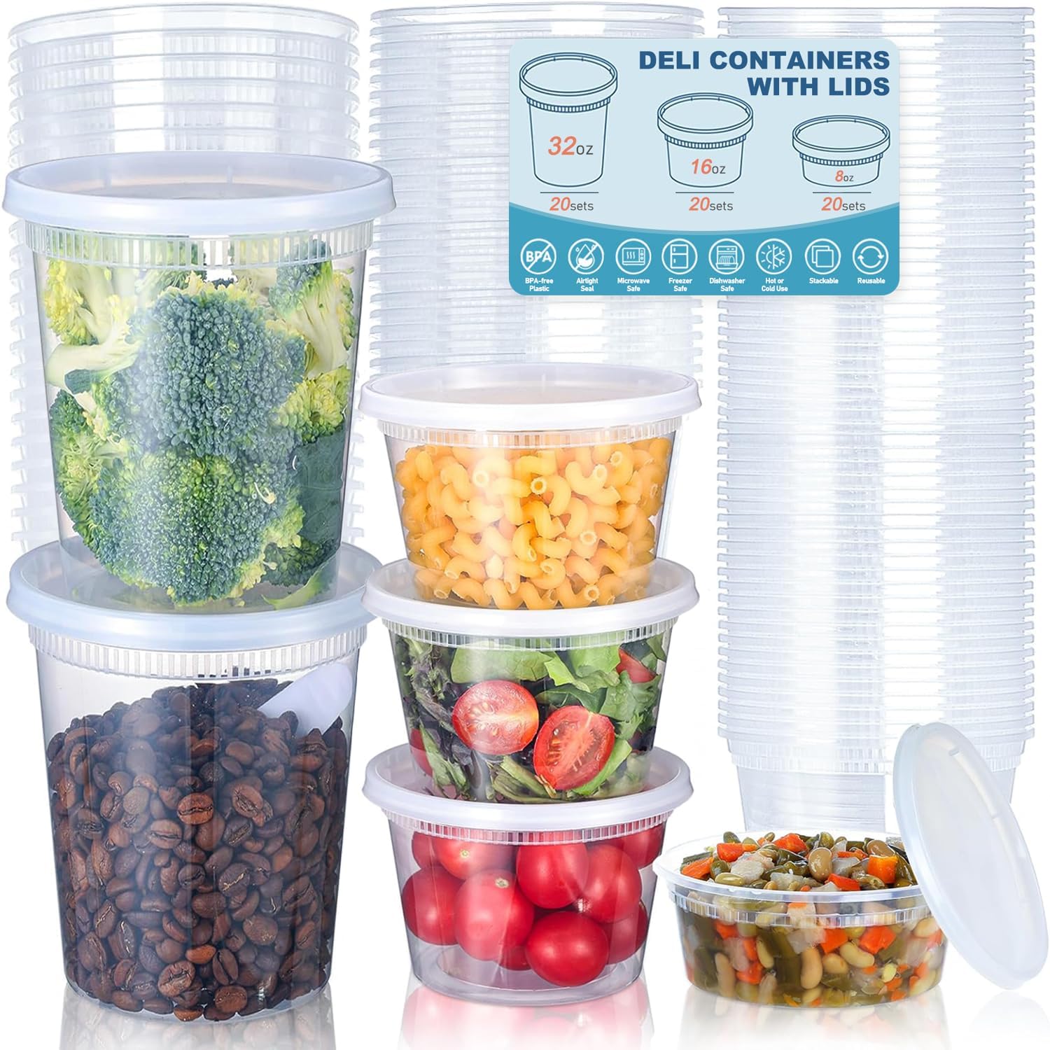 Food Storage Eco Friendly - 24pcs Deli Food Storage Containers with