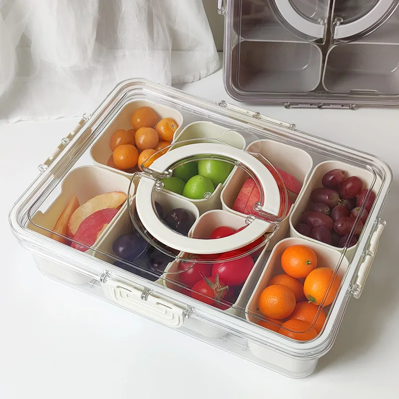 Food Storage Vault - Divided Serving Tray with Lid ,