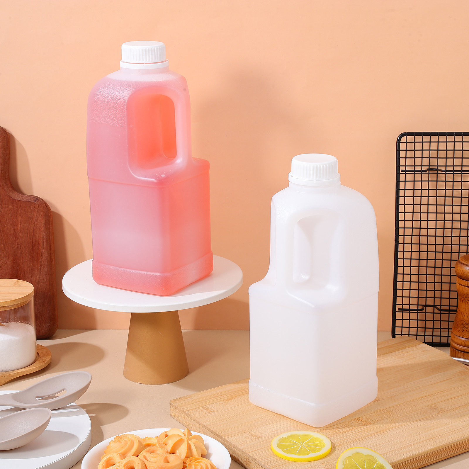 Food Storage Large Plastic Containers - 3Pcs Large Capacity 2 Gallon Water