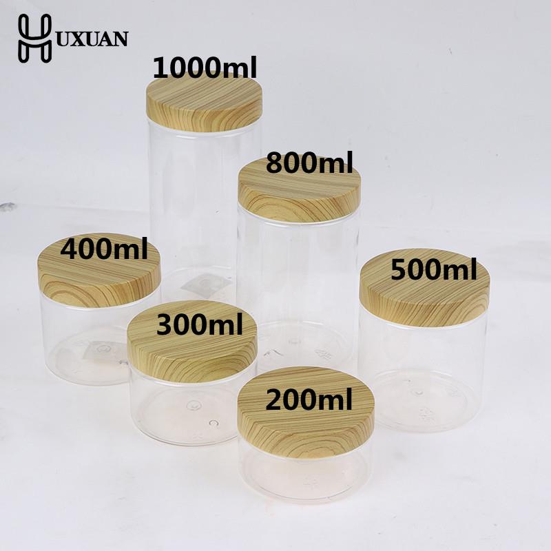 Food Storage Jars With Wooden Lids - 100/200/300/400/500/800/1000Ml Rỗng Rõ Ràng Cho Thú