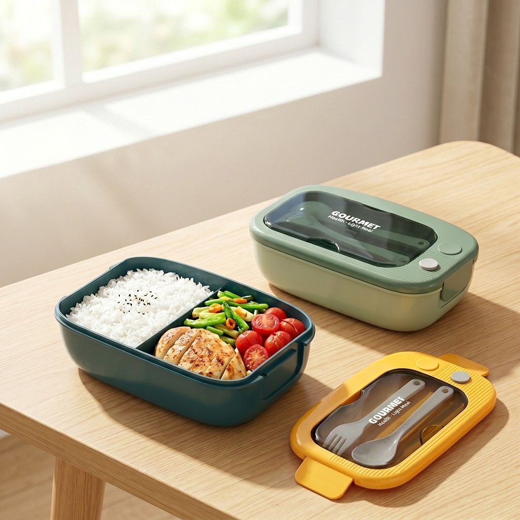 Food Storage Vault - Microwavable Plastic Bento Box 2 Compartment