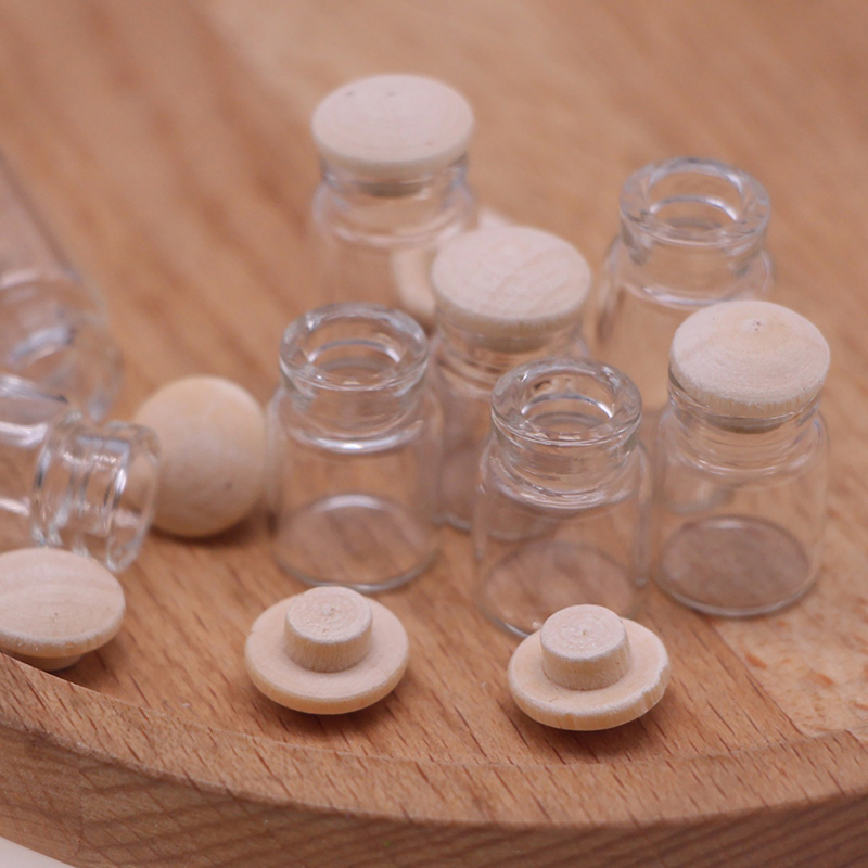 Food Storage Jars With Wooden Lids - 4Pcs 1:12 Dollhouse Miniature Glass Jars