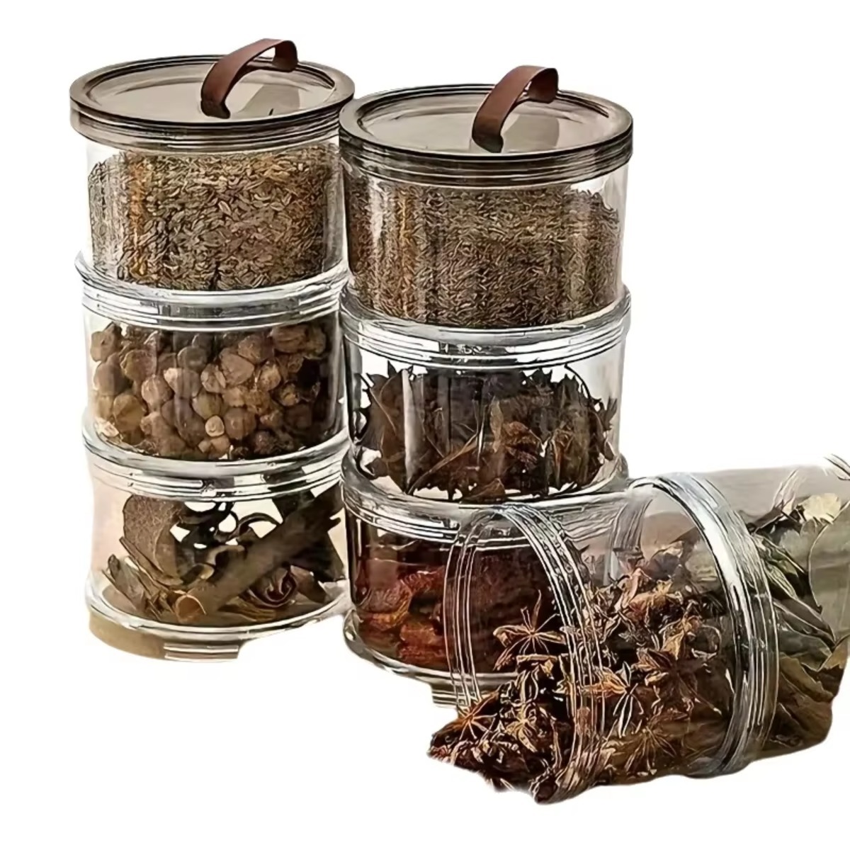 Food Storage Box Plastic - 3-Layer Round Handheld Spice Box Multi-Layer
