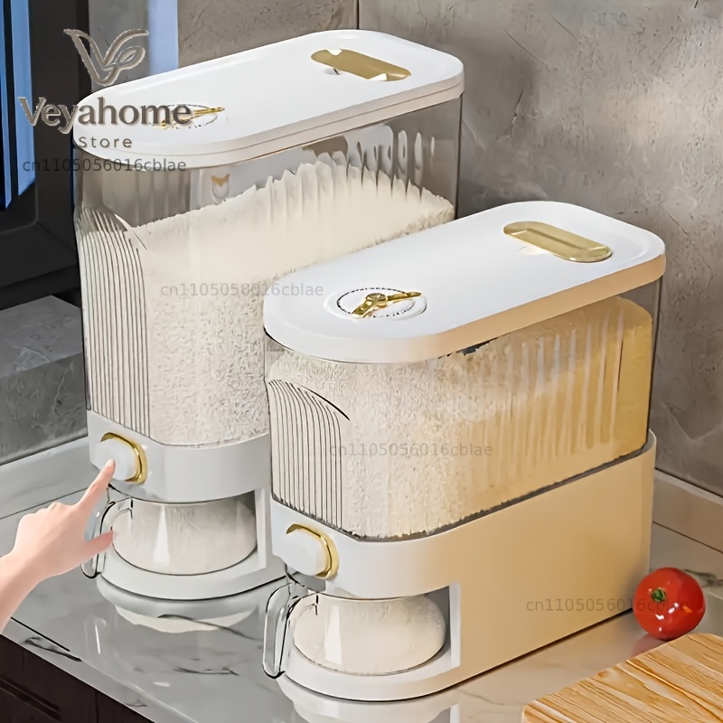 Food Storage Large Plastic Containers - 5KG/10KG Rice Dispenser with Measuring Cup