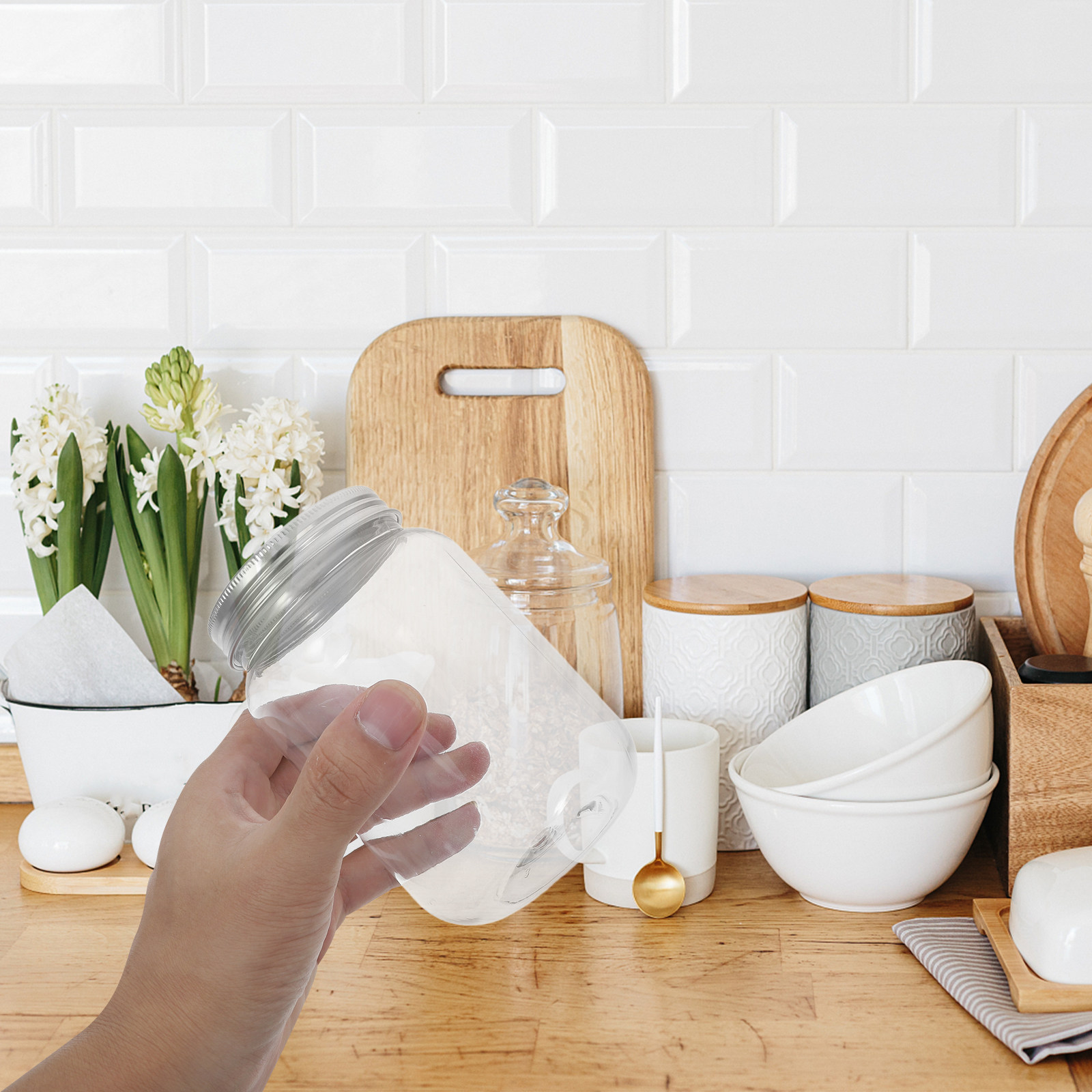 4Pcs Clear Plastic Jars with A - đánh giá và giá Food Storage Jars Airtight