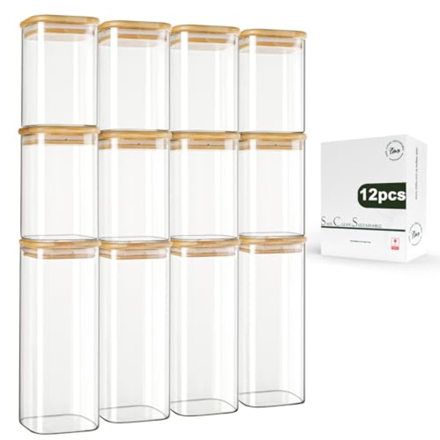 12-Pack Square Glass Storage J - đánh giá và giá Food Storage Pantry
