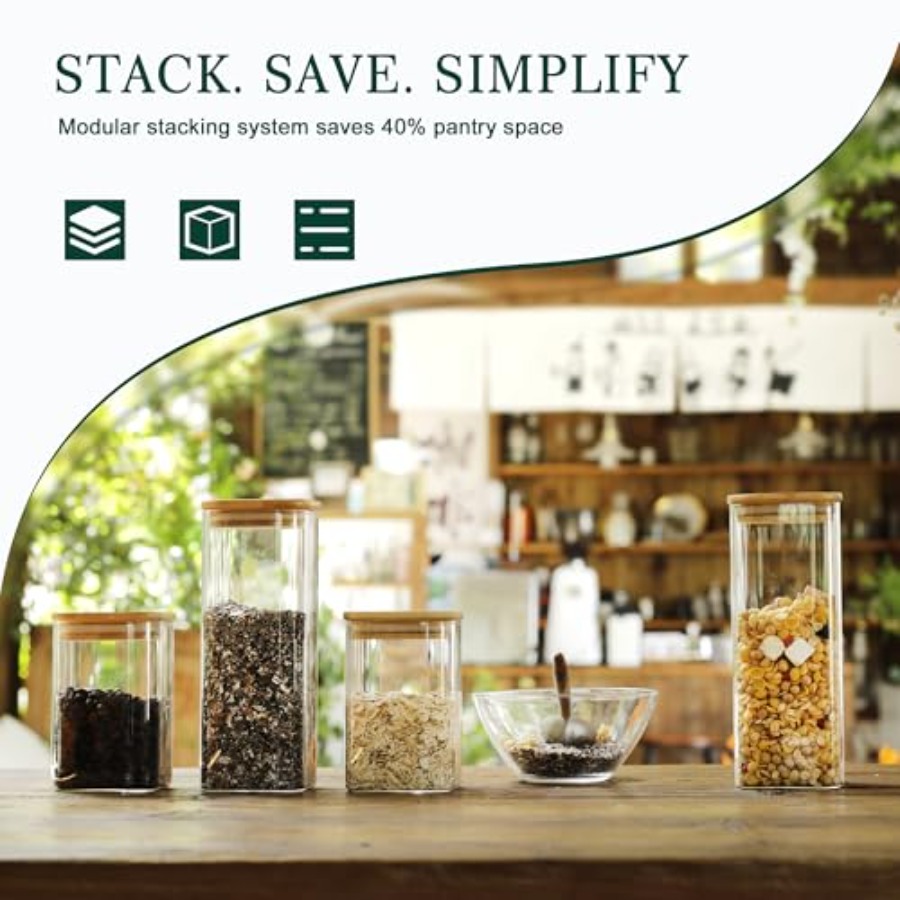 12-Pack Square Glass Storage J - đánh giá và giá Food Storage Pantry