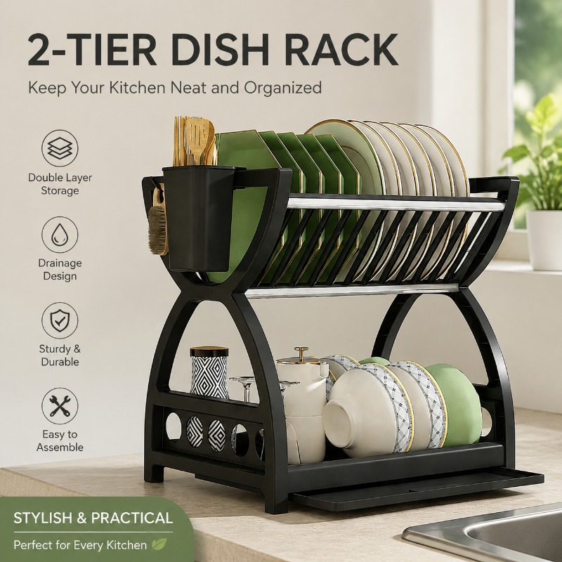 2 Tier Dish Drying Rack Kitche - đánh giá và giá Food Storage Organiser