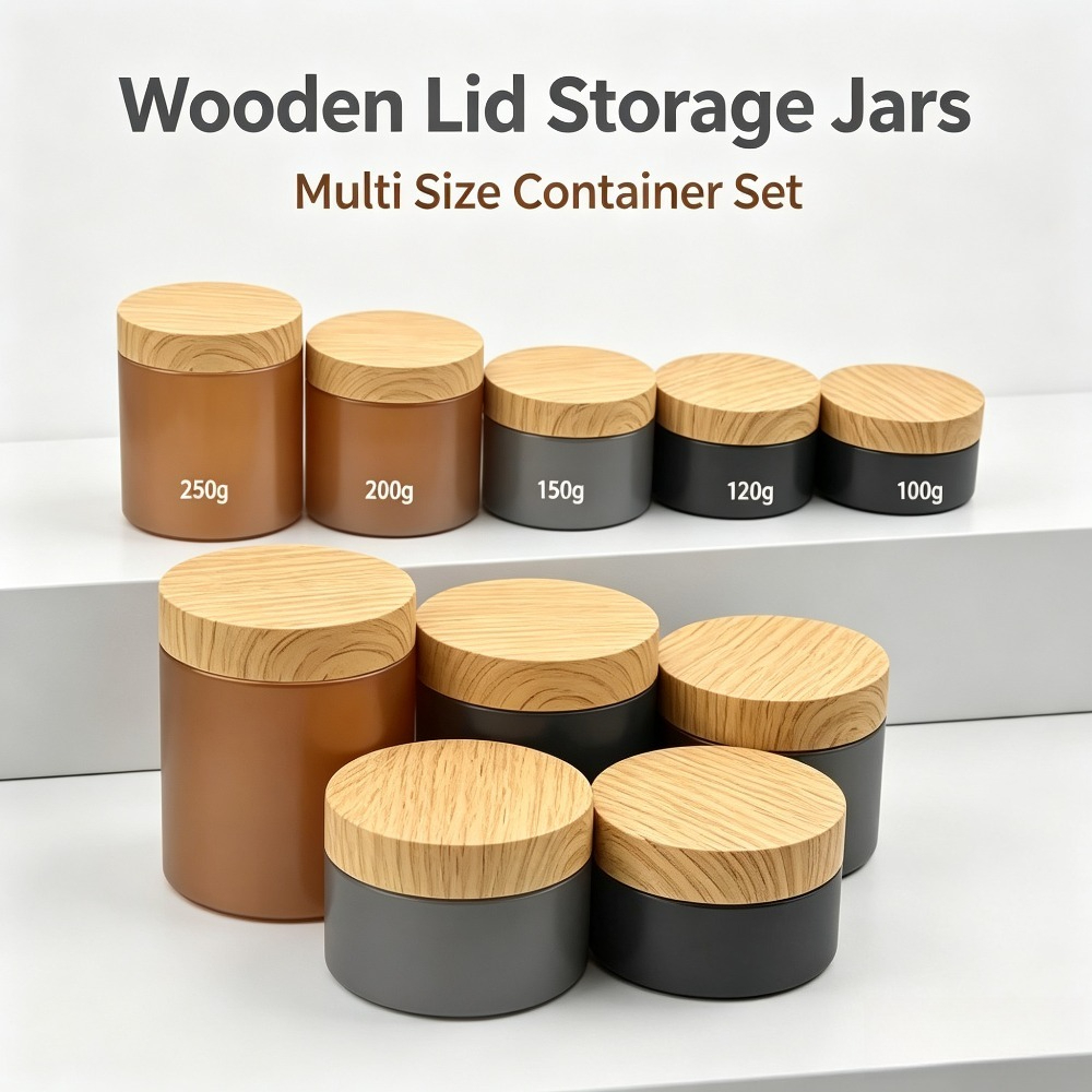 30PCS PET Empty Plastic Jar 10 - đánh giá và giá Food Storage Jars With Wooden Lids