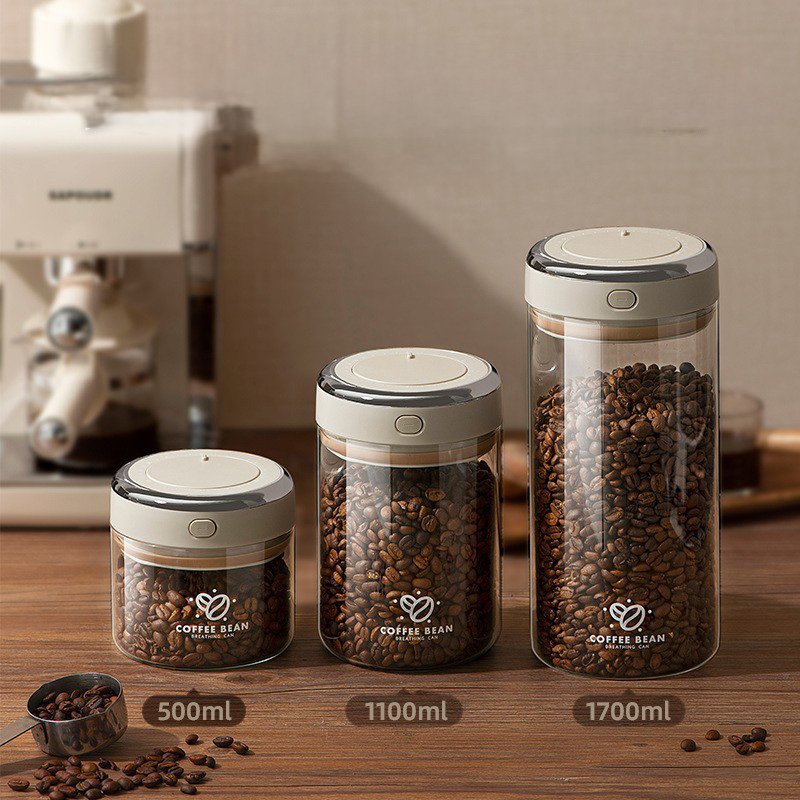 500/1100/1700ml Coffee Beans V - đánh giá và giá Food Storage Jars Airtight