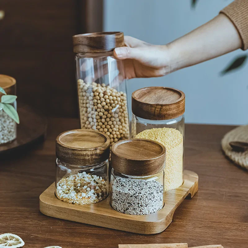 Wood Lid Orgnizer Glass Airtig - đánh giá và giá Food Storage Jars With Wooden Lids