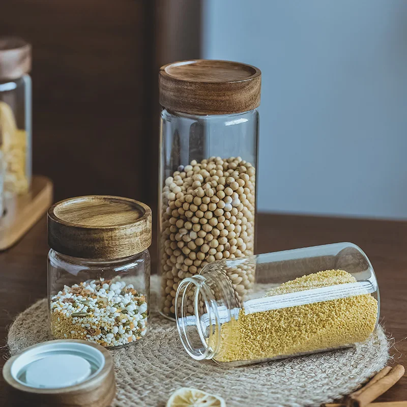 Wood Lid Orgnizer Glass Airtig - đánh giá và giá Food Storage Jars With Wooden Lids