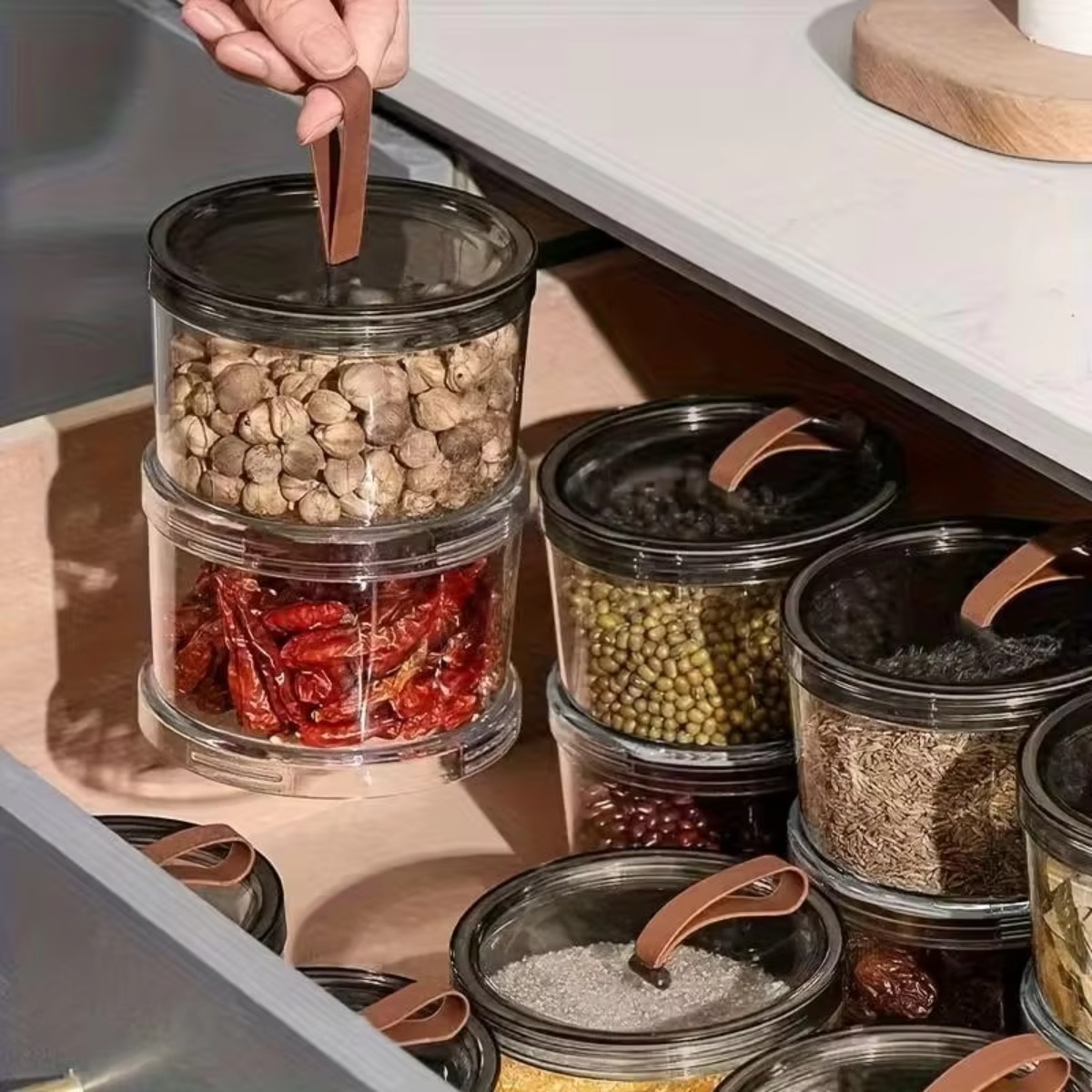 3-Layer Round Handheld Spice B - đánh giá và giá Food Storage Box Plastic