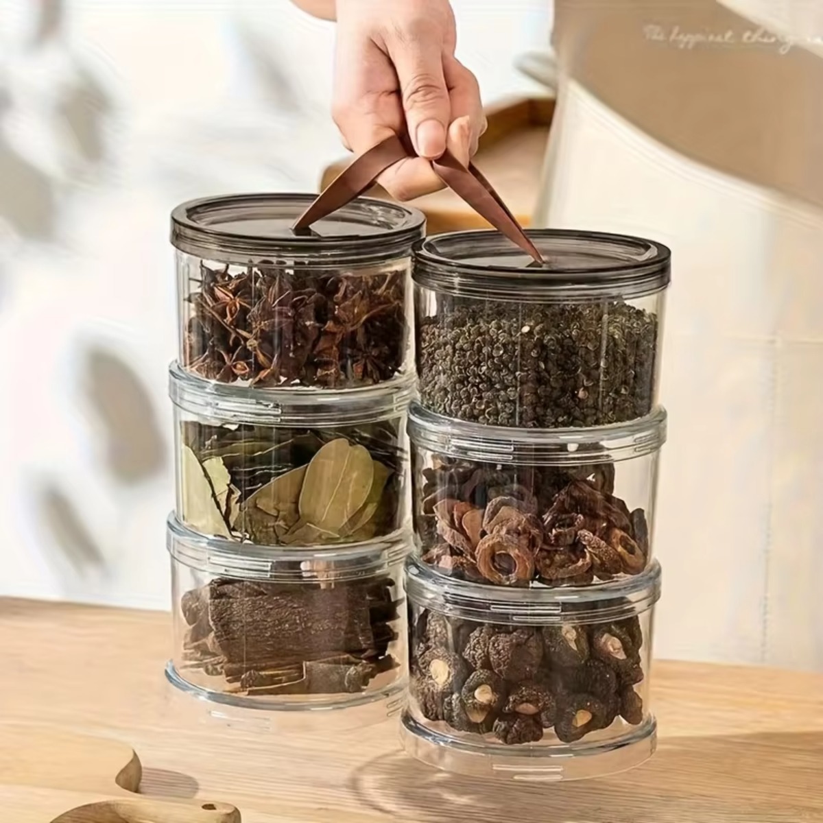 3-Layer Round Handheld Spice B - đánh giá và giá Food Storage Box Plastic