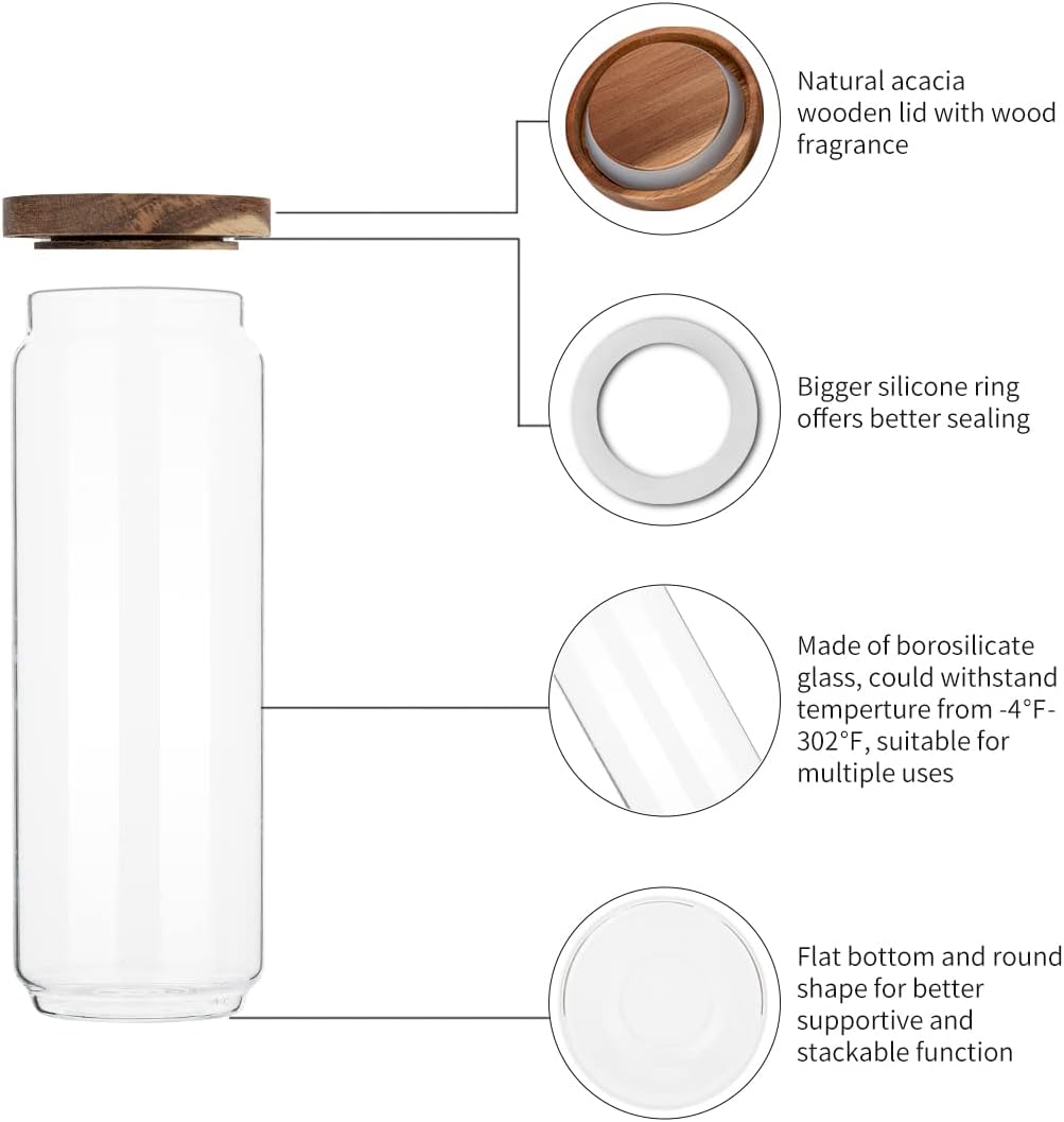 4 Pack 34 OZ Glass Jars with W - đánh giá và giá Food Storage Jars With Wooden Lids