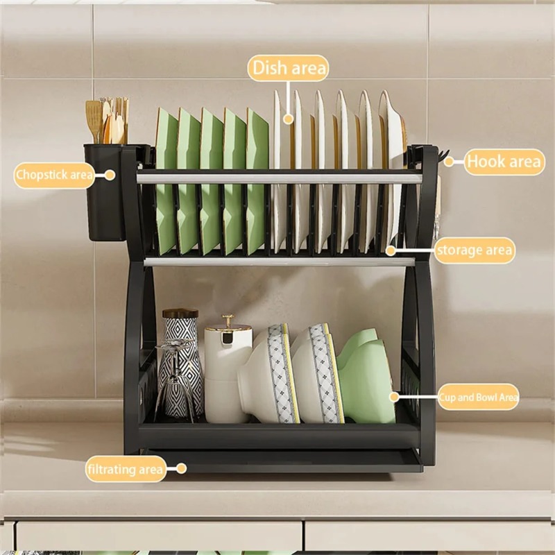 2 Tier Dish Drying Rack Kitche - đánh giá và giá Food Storage Organiser